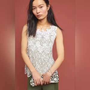 Anthropologie sleeveless white lace tank M